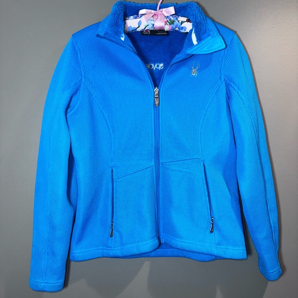 Spyder Blue Core Fleece Full Zip Jacket Warm Athletic Ski Layer - Picture 7 of 16